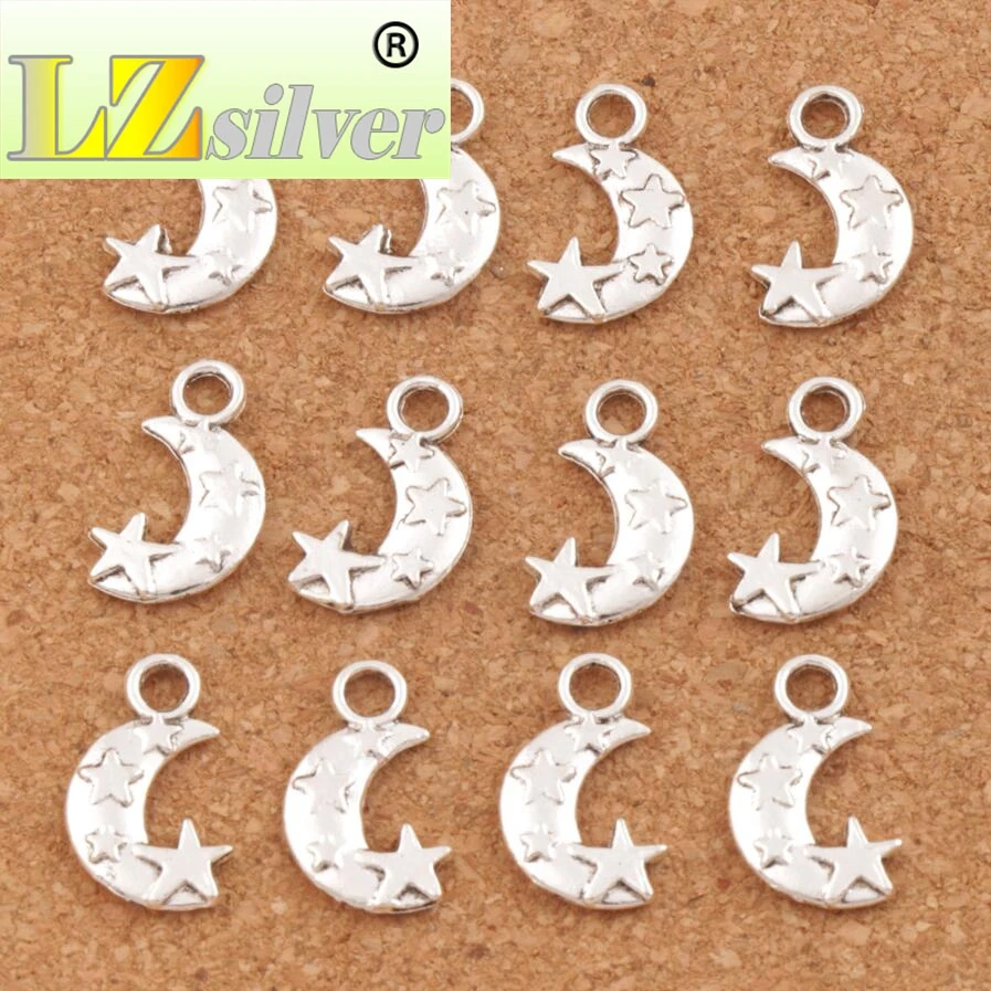 300pcs Zinc Alloy Moon and Star Spacer Charm Beads Pendants Alloy   Jewelry DIY L198 19.1x11mm