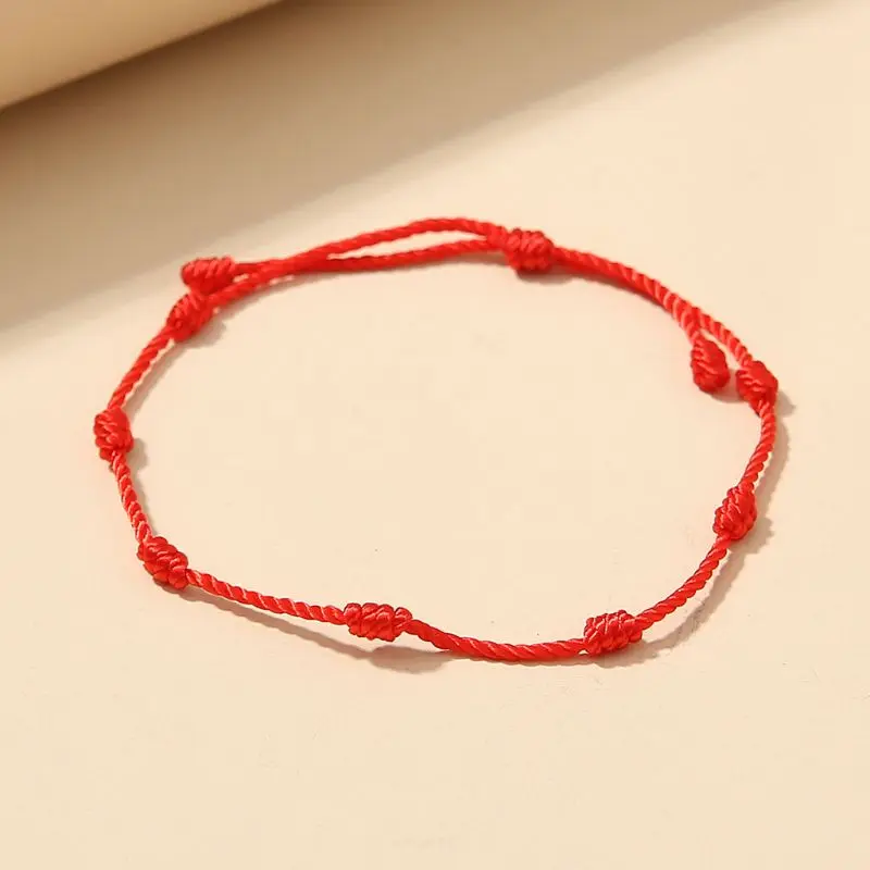 

2Pcs 7 Knots Lover Red String Friendship Bracelet Attract Wealth Amulet