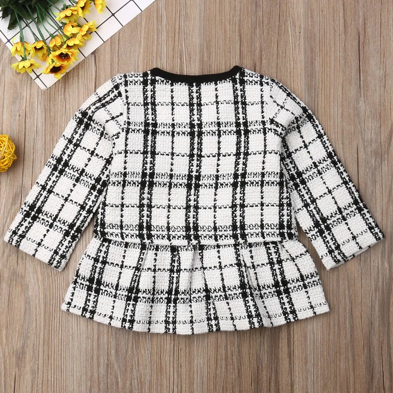 Emmababy детское Модное пышное клетчатое пальто с длинными рукавами для маленьких девочек и платье-пачка в стиле пэчворк вечерние комплекты одежды из 2 предметов