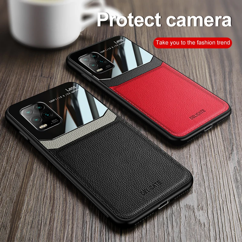 Ударопрочный чехол KEYSION для Xiaomi Mi 10 Lite Youth Pro задняя крышка из кожи и стекла
