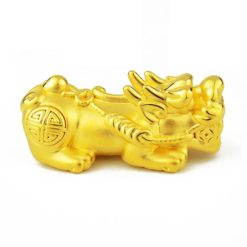 Nový čistý celistvý 24K 3D řemeslo žlutý zlato pixiu symbolem z štěstí 5 rozměr avaiable orientální kultura