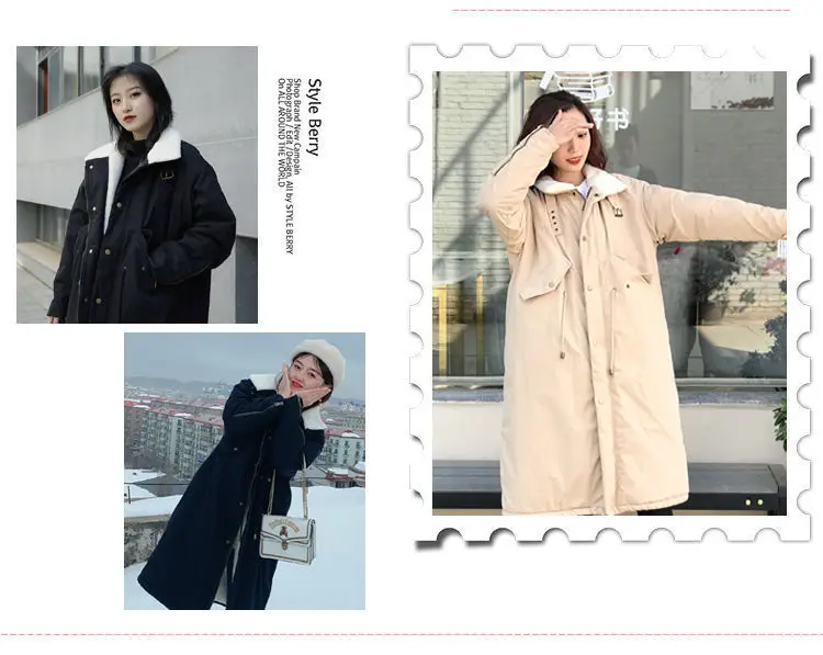 Description Picture 5 of itemWinter Parkas Thicken Ladies Warm Jacket Korean Loose Lamb Wool Ladies Coat Solid color Casual Women Parkas Outwear Streetwear