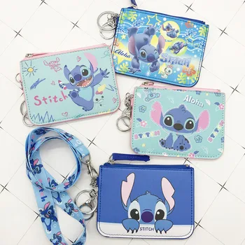 

1PC Random Cartoon Lilo&stitch PU Coin Bag Stitch Coin Purse Keys Card Holder Wallet Money Bags Earphone Package Kids Gifts