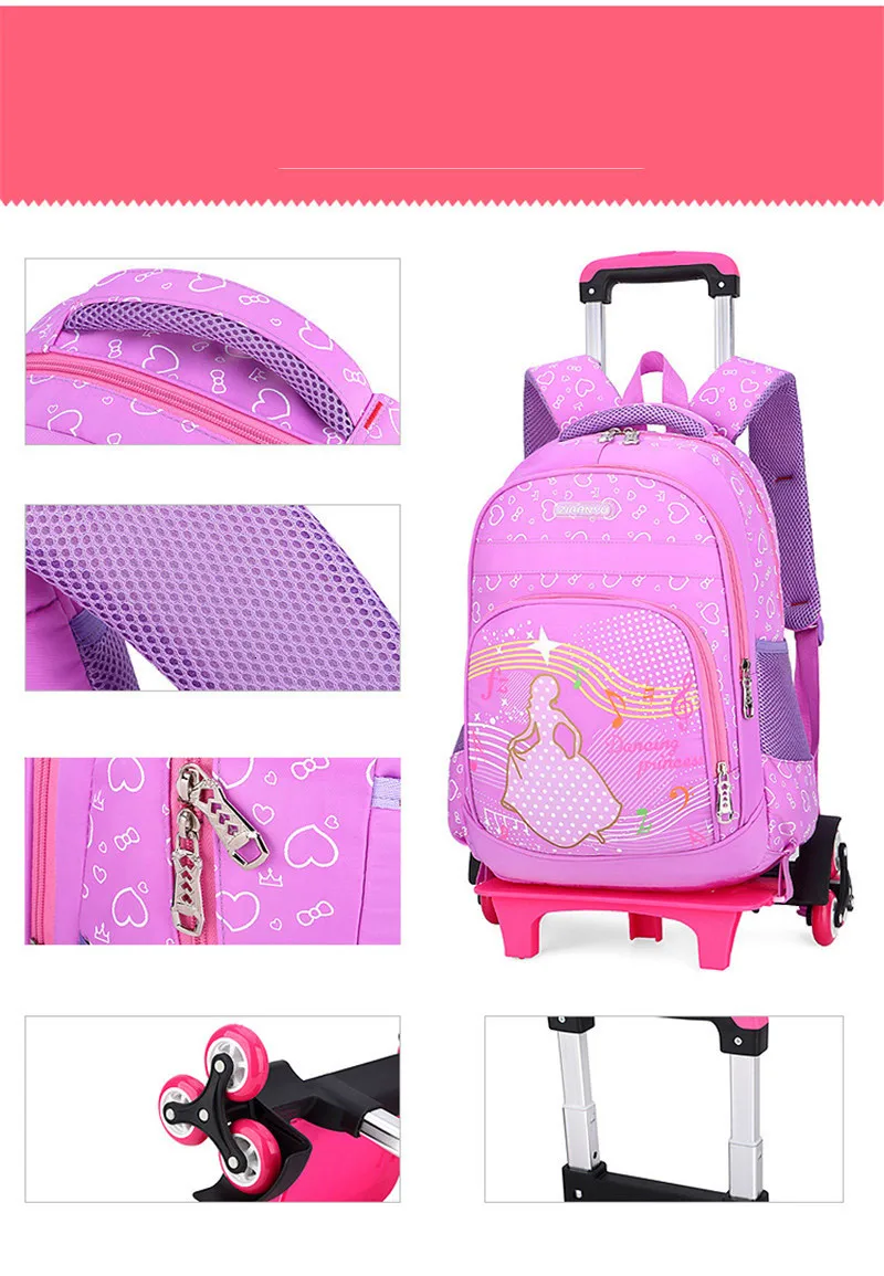 Школьный рюкзак, съемный рюкзак на колесиках, детские школьные сумки для девочек, детский Багаж для путешествий, сумка для книг, Детская сумка на колесиках, Mochilas Escolares