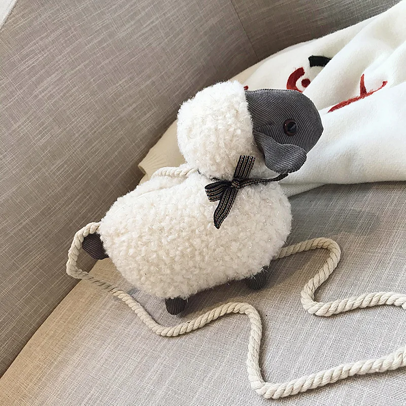 

Western style plush bag women's new tide Korean version of the wild cute little wooly shoulder messenger bag