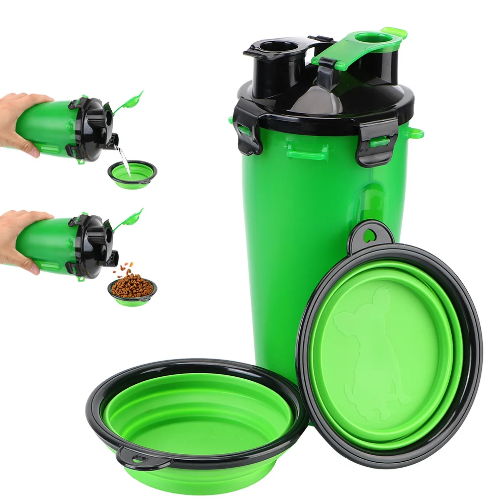 Dog Cat Water Bottle Pet Feeder Pet Water Dispenser Outdoor 2 In 1 Bottiglia Pieghevole Ciotole Pieghevoli Portatili