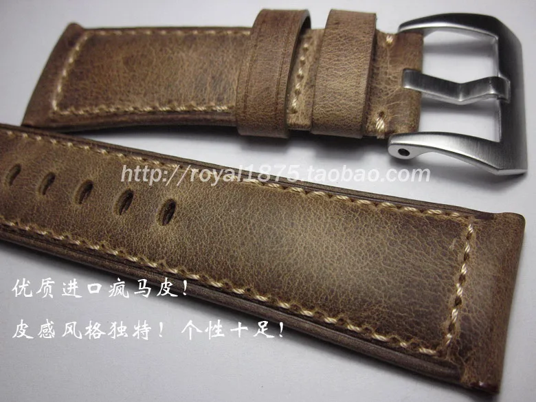 

24mm 26mm Handmade vintage Bracelet Brown Top Quality Crazy Horse Watch belt Genuine Leather Watchband Wristband Watch Strap