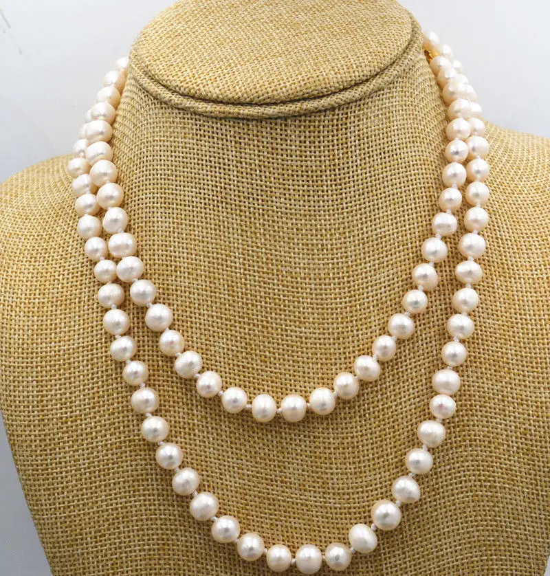 

Beautiful! 8-9mm White Akoya Freshwater Cultured Pearl Necklace 32inch