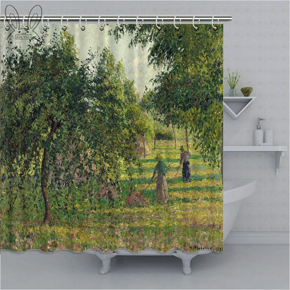 Aplysia Oil Painting Bath Shower Curtain 3D Tree Mildew-proof Polyester Fabric Shower Curtains For Bathroom Decor - Цвет: 088