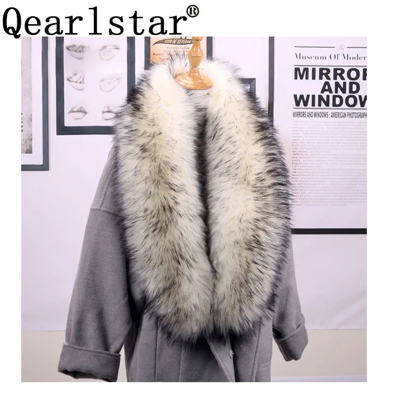 Qearlstar шарф из искусственного меха Supre Длинные Роскошные куртки пальто воротник