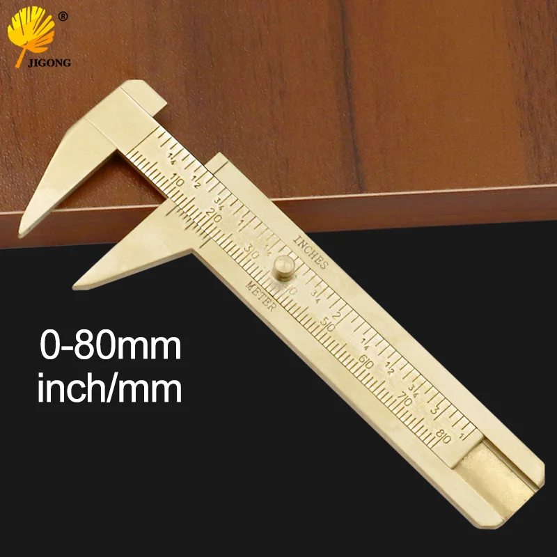 Measure Measurement Tool 0 ~ 80mm 3.2 inch Mini Solid Brass Sliding Gauge Double Scale Vernier Golden Caliper Portable Tool