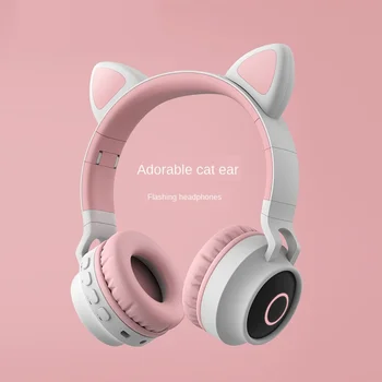 

luminescence Cartoon Headwear girl cat ears bluetooth headphone Electric quantity display wireless headphones bluetooth