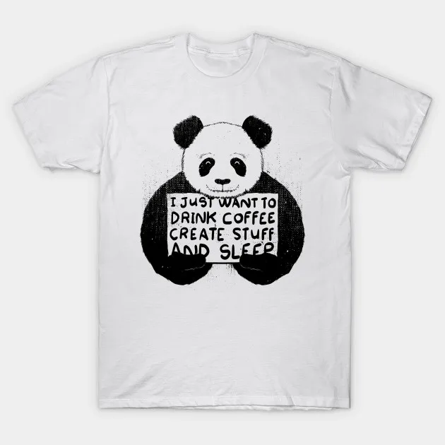 Мужская футболка с принтом I Just Want to Drink coffee Create Things and Sleep Panda женская |