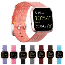 Прочный Плетеный холщовый нейлоновый ремешок для Fitbit часы Versa ремешок для Fitbit versa 2/Versa lite браслет умный Браслет ремешок