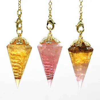

KFT Natural Healing Crystal Quartz Orgonite Pendulum Pendant Hexagon Orgone Energy Reiki Stone Pendant Dowsing Divination