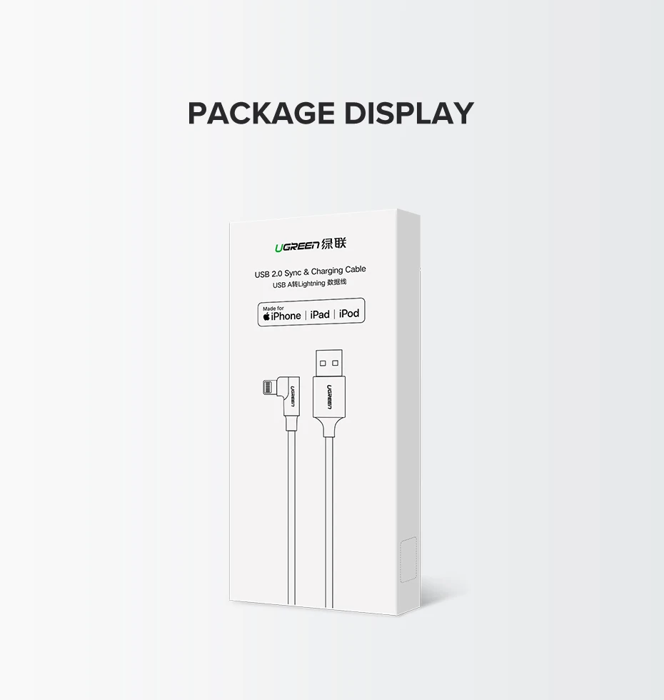 Ugreen mfi usb para relâmpago cabo 2.4a