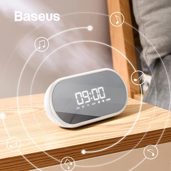 Baseus Night light Bluetooth Speaker With Alarm Clock Function ,Portable Wireless Loudspeaker Sound System For Bedside & Office 1