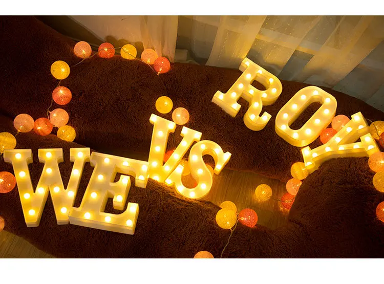 26 белых букв и 10 NO. Светодиодный знак Marquee Алфавит настенный светильник Новинка Ночной светильник для спальни свадьбы дня рождения Декор