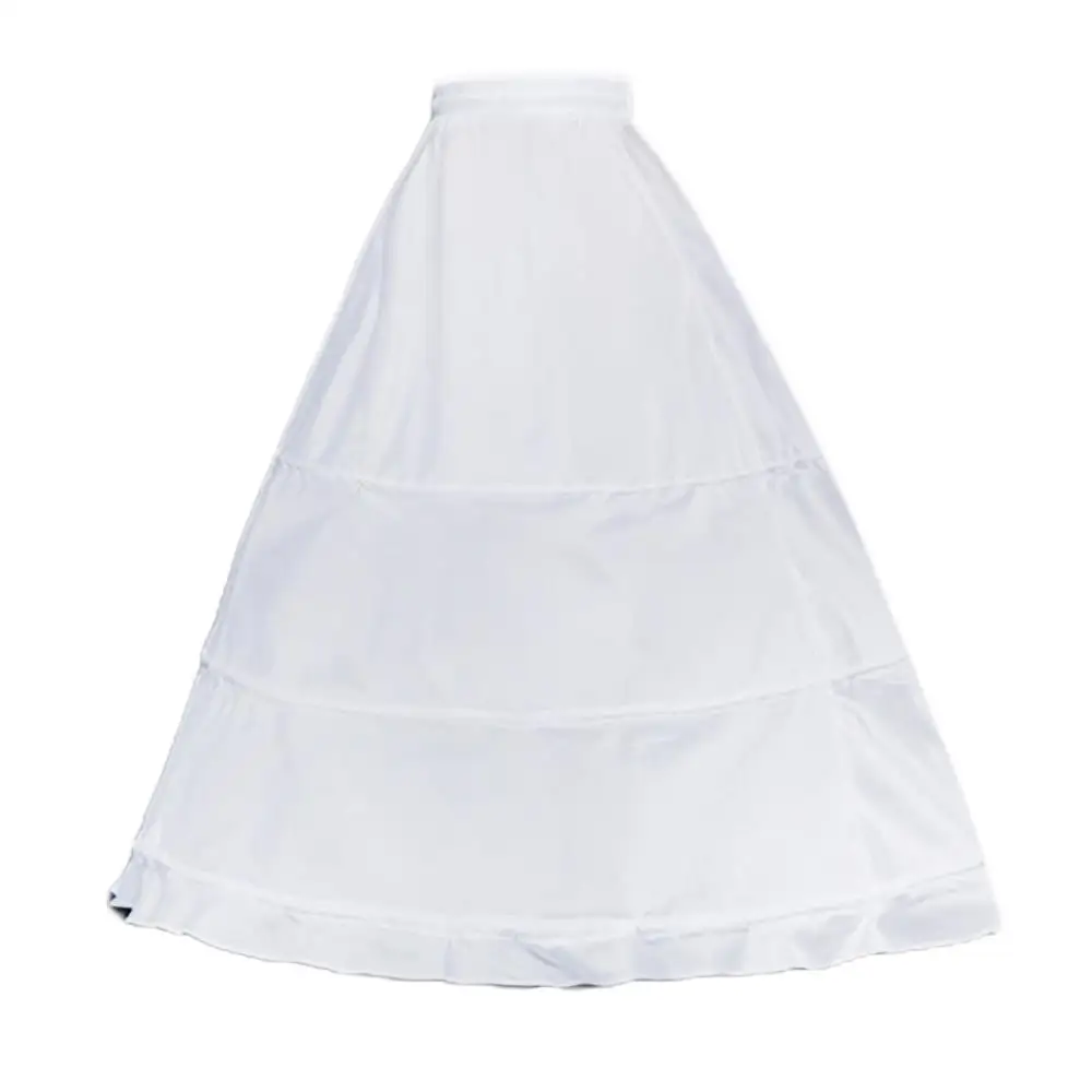 Женская Однослойная белая Нижняя юбка с 3 кольцами, свадебное платье, Кринолины, шнурок на талии, трапециевидная Нижняя юбка