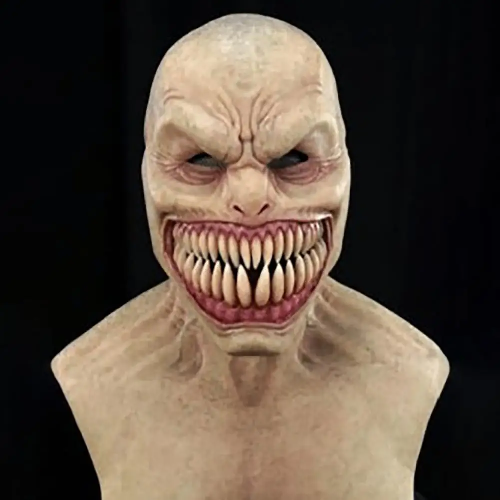 5 adereços assustadores cabeça Halloween - cobertura rosto cabeça inteira  com dentes salientes terror, rosto velho
