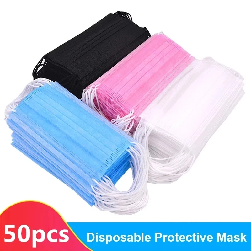 10 UDS-50 Uds sanitarias desechables máscara 3-plys no tejida Anti-polvo máscara Anti-de partículas respirables gancho cara máscara Mascarilla