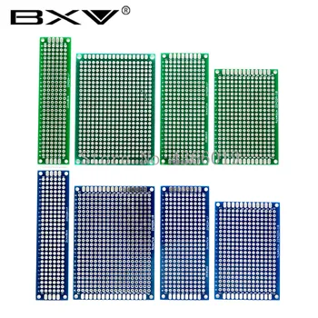 

4pcs 5x7 4x6 3x7 2x8 cm 5*7 4*6 3*7 2*8 double Side Copper prototype pcb Universal Board Cave plate Circuit board Green/Blue