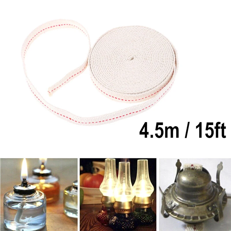 4.5m Flat Cotton Oil Lamp Wick Feet White Flat Cotton Alcohol Wick Oil Lamp Wicks Burner For Glass Oil Lamps Lanterns Accessorie