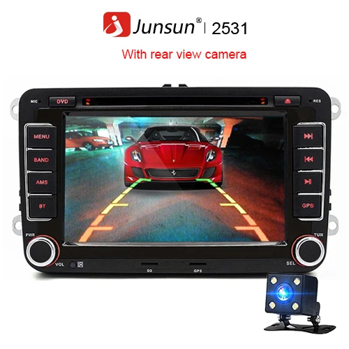 Junsun 2 din " автомобильный DVD Радио мультимедийный плеер для VW/Skoda/Octavia/Fabia/Rapid/Yeti/Seat/Leon gps навигация автомобильный аудио стерео - Цвет: With rear view