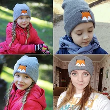 IMucci, милая Зимняя шерстяная шапка с лисой, женская, черная, серая, белая, мужская, осенняя, с вышивкой, вязаная шапка, уличная, теплая, хлопковая, для взрослых, повседневная, берет