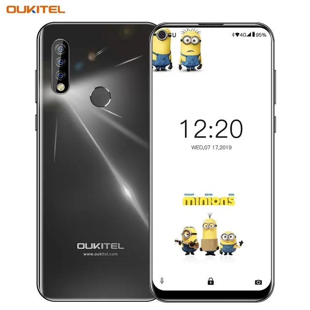 OUKITEL C17 телефон 3 Гб 16 Гб 6,3" 19,5: 9 Android 9,0 MTK6765 четырехъядерный 5.0MP+ 13.0MP распознавание лица отпечаток пальца 4G LTE мобильный телефон - Цвет: Черный