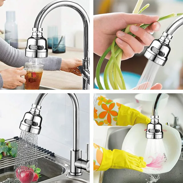 360 Degree Swivel Kitchen Faucet Aerator Adjustable Dual Mode Sprayer Filter Diffuser Water Saving Nozzle Bath Faucet Connector 5
