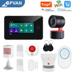 CPVAN Tuya WiFi GSM 2G Alarm System Kit Anti Theft Sensor 4.3inch Touch Screen Smart Home Office Garage Burglar Security Alarm