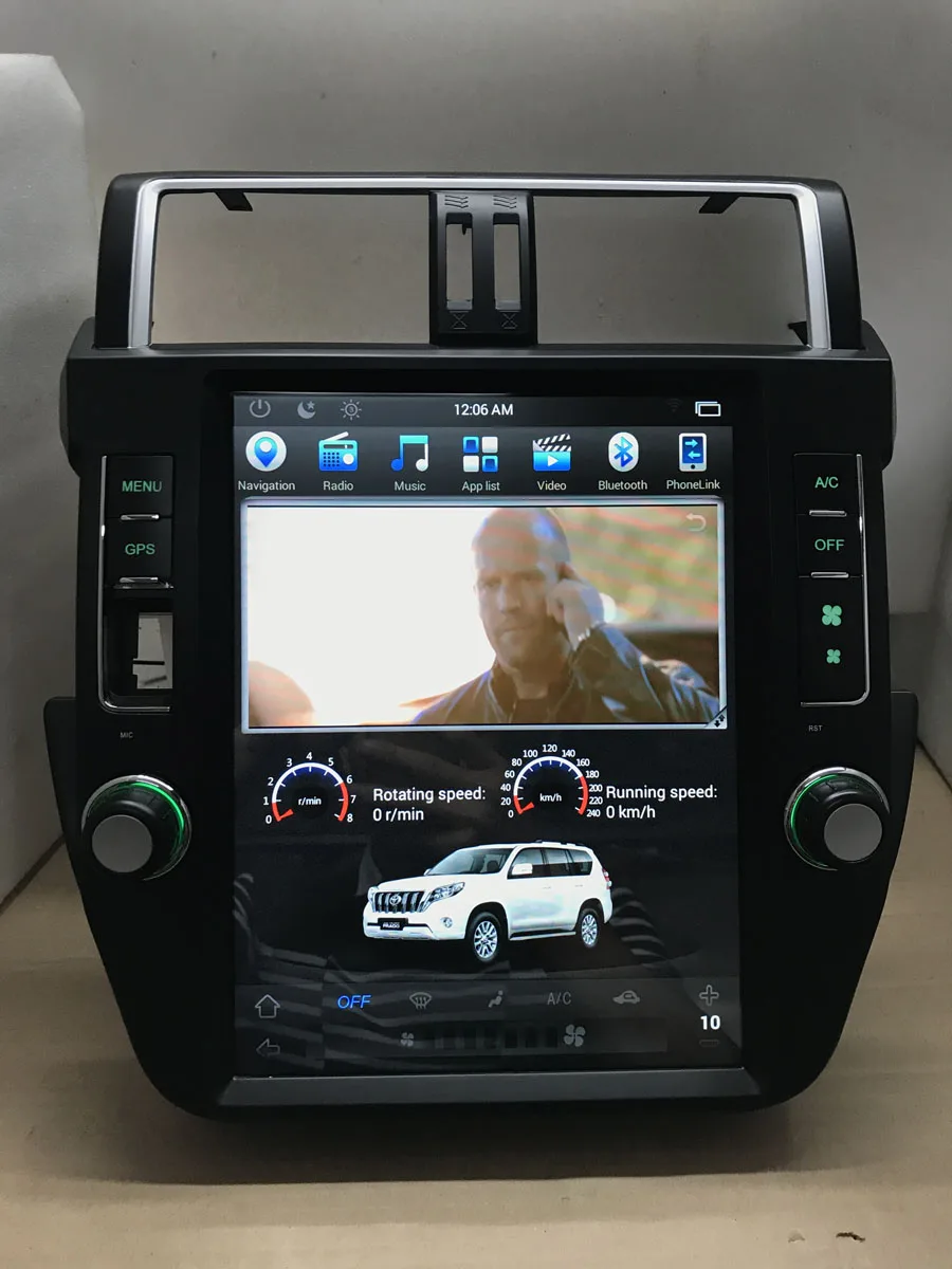 12," tesla стиль вертикальный экран android 6,0 четырехъядерный 32G Автомобильный gps Радио навигатор для Toyota prado
