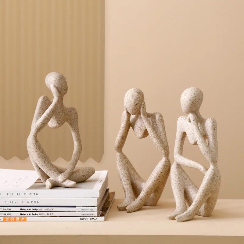 Nordic Creative Resin Sculpture Home Decor Thinker Character Abstract Statue Art Modern Office Shelf Desktop Home Decoration