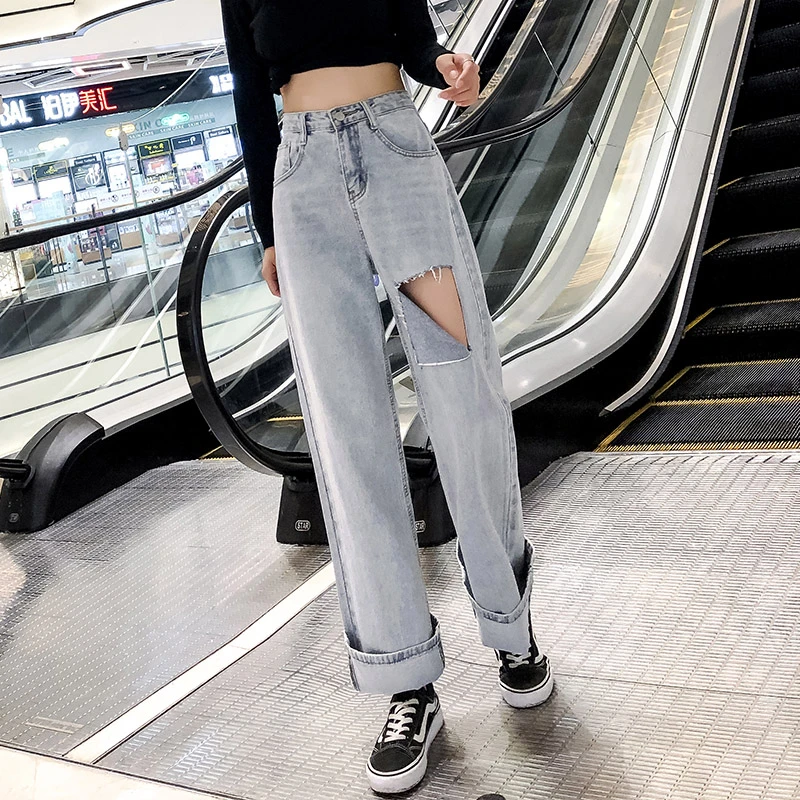 broken holes pocket jeans