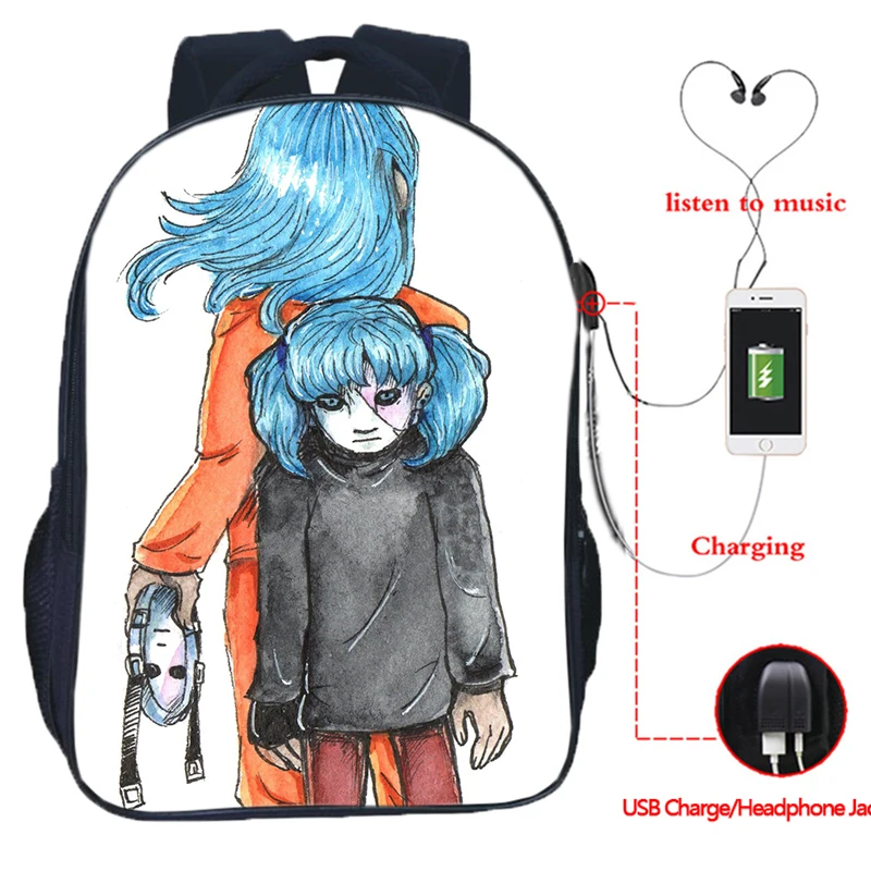 16 Sally Face USB многофункциональная сумка молодежный рюкзак для ноутбука хип-хоп повседневный рюкзак для путешествий 16 дюймов - Color: 16