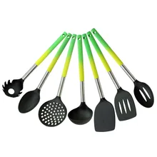 Напрямую от производителя распродажа градиентная цветная ручка трубки нейлоновая кухонная утварь высокотемпературная готовка антипригарный горшок для кухни Ladel 7