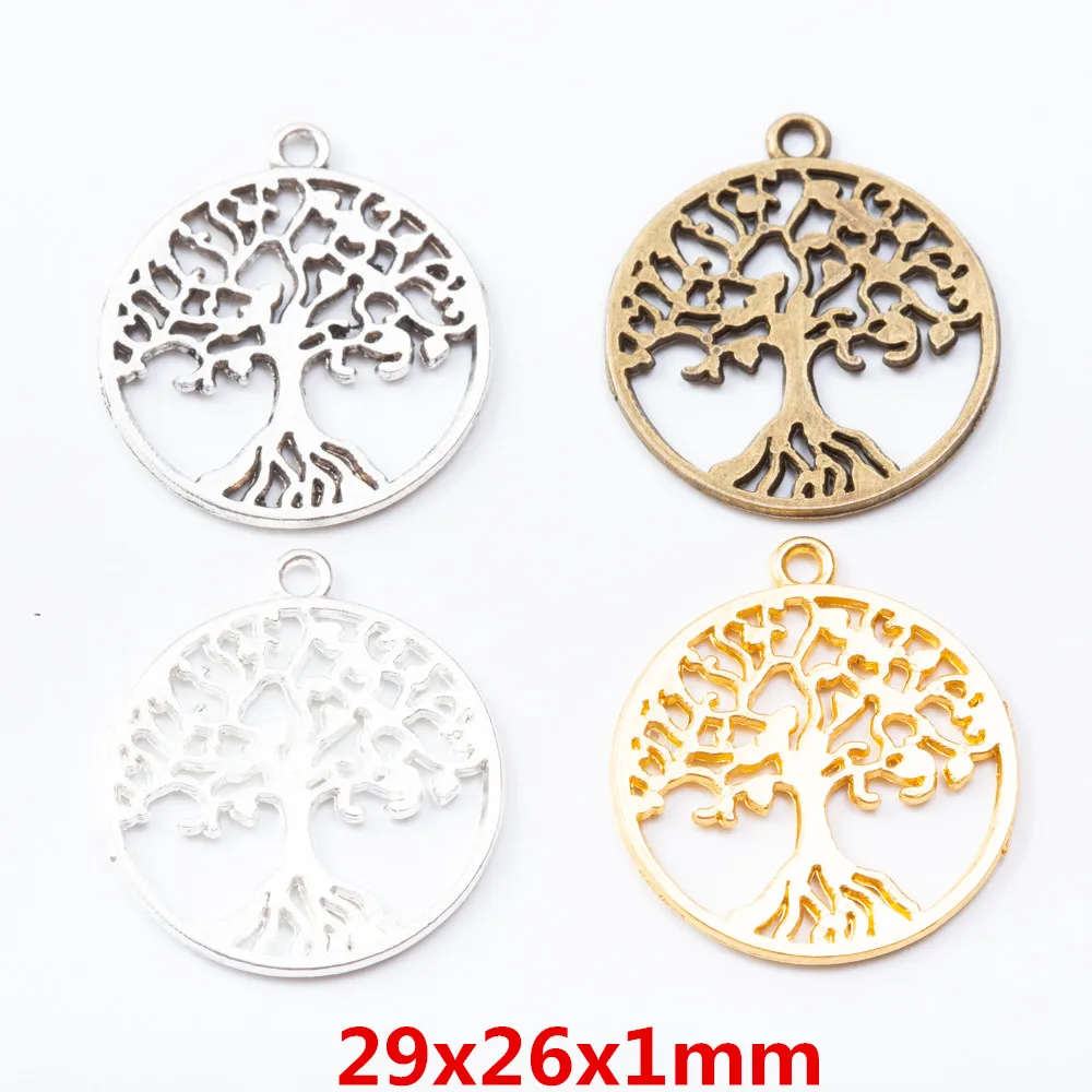 

25 pieces of retro metal zinc alloy life Tree pendant for DIY handmade jewelry necklace making 7332