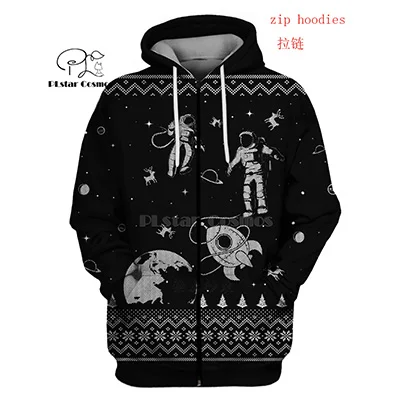 zip hoodies PLstar Космос космонавты Космос Рождество Олень 3d толстовки/Толстовка зима осень Забавный Harajuku длинная уличная одежда - Цвет: zip hoodies