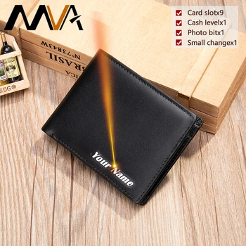 

MVA Short Wallet Men Fashion Mens Purse Genuine Leather Wallet For Men With Coin Purse Engrave Male Wallets Leather Cards 7328