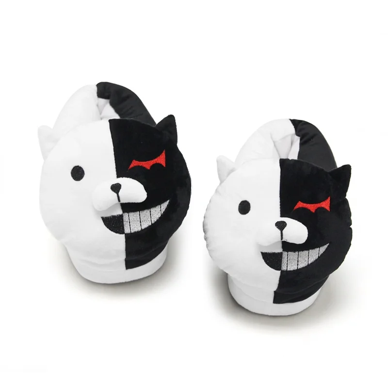 One size Плюшевые Домашние тапочки теплые туфли из хлопка с рисунком из аниме monokuma Danganronpa Косплэй обувь Для женщин/Для мужчин милые тапочки; Плюшевые, для взрослых Размер - Цвет: One size