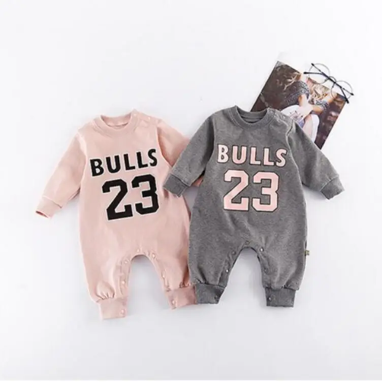 

Clothes for Babies 2019 Spring Sports 23 with Numbers One-piece Romper Baby Crew Neck Long Sleeve One-Piece Crawling Clothes