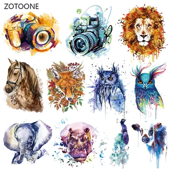 

ZOTOONE Ink Camera Stripes Patches Set Iron on Transfer Patch for T-shirts Girls Kids Clothing DIY Thermo Stickers on Clothes G