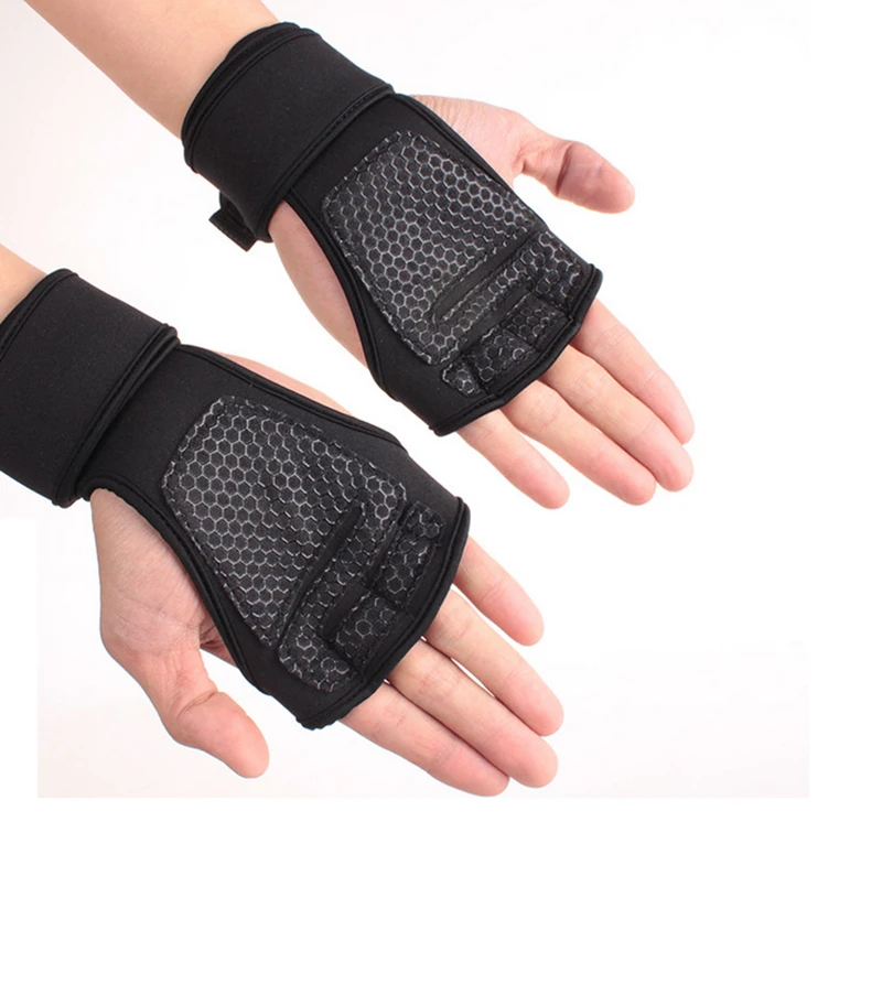 Gym Fitness Gloves Hand Palm Protector with Wrist Wrap Support Crossfit Workout Bodybuilding Power Weight Lifting (2)