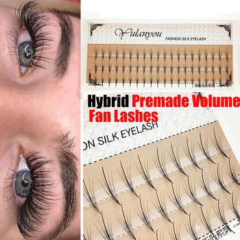 

2020 New 3D/5D Hybrid Fan Lashes Premade Volume Fan Eyelash Extension Flat Volume Effect Handmade Long Natural Lashes 8~14MM