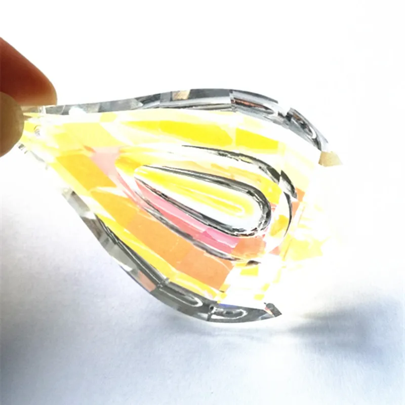 Hot selling 10pcs 76mm Light Clear AB Pipa Shape K9 Crystal Chandelier Pendants(Free Rings) For Suncatchers Home Decoration