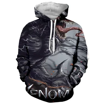 

New movie venom 3D horror print hooded pullover unisex punk style casual hooded pullover street fashion punk style men's tops