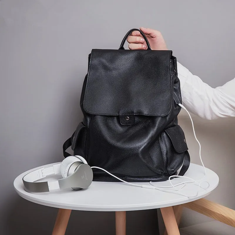 

New Men's True Leather Shoulder Bag Business Travel Backpack Cowhide Men's Bag Computer Bag leather backpack