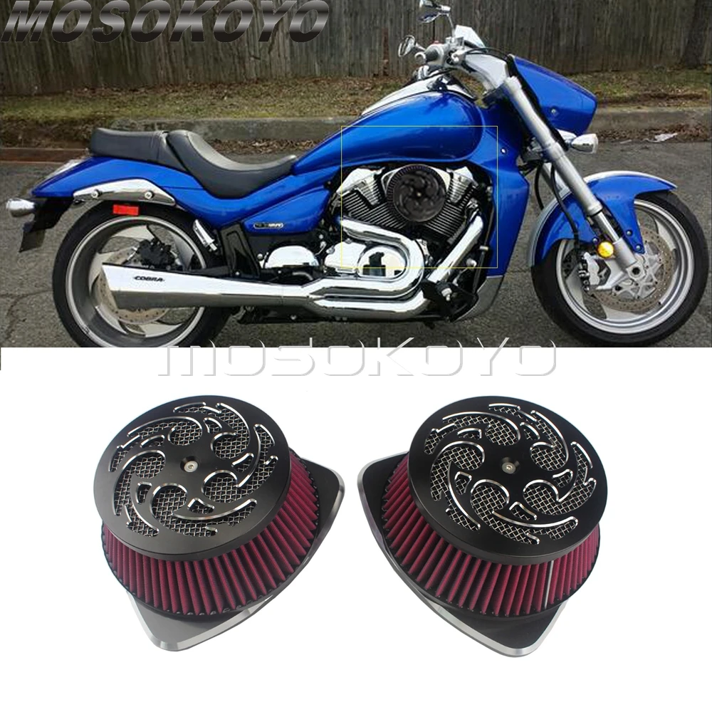 2 шт. алюминиевый двойной большой воздушный фильтр с высоким потоком для Suzuki Boulevard