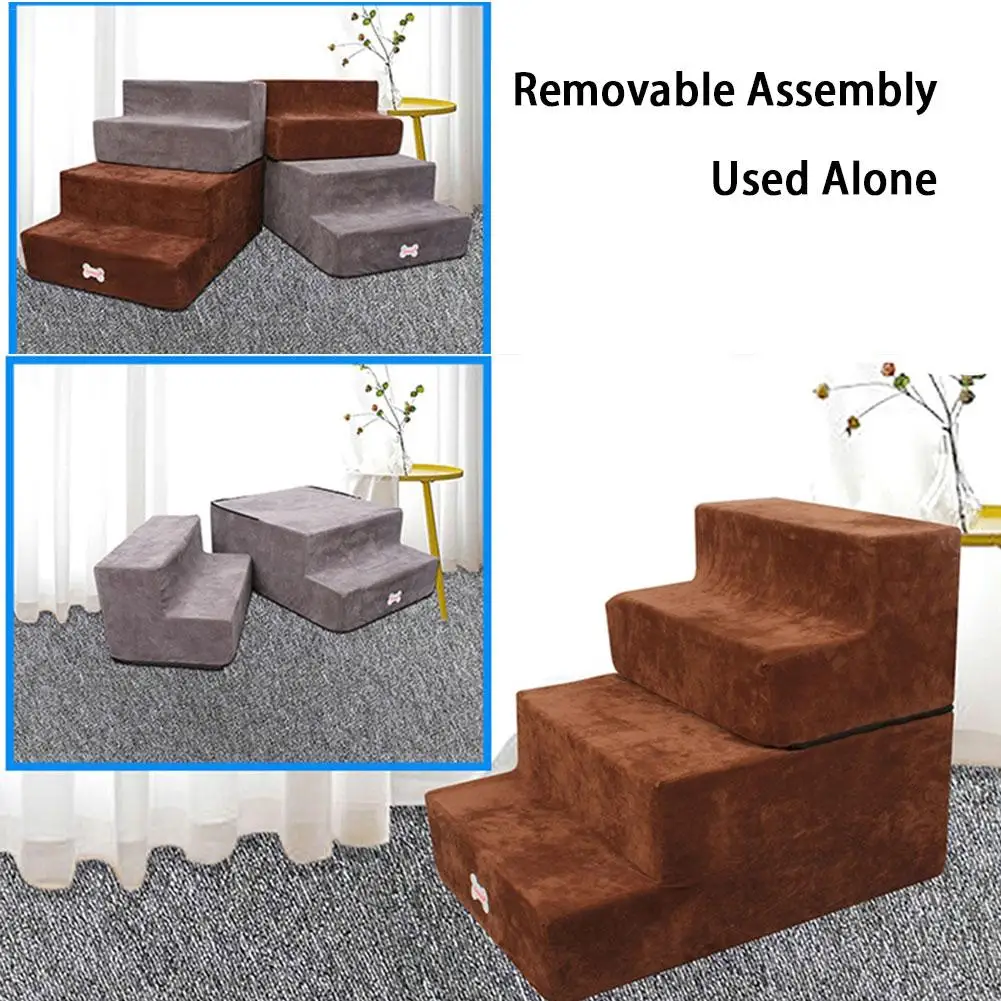 

Large 4-Dog Step Portable Pet Stairs Removable Washable Stairs for Dog Cat Climbing